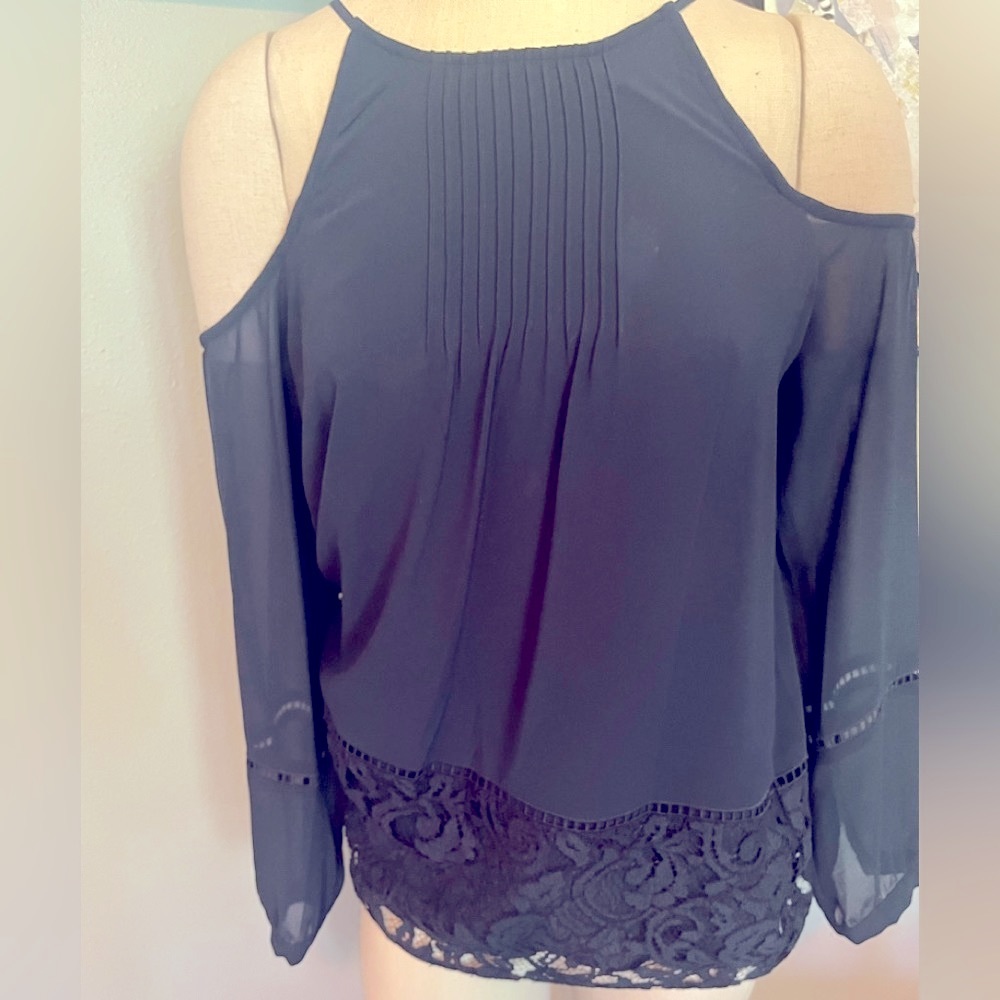 Michael Kors  cold shoulder navy blue shirt